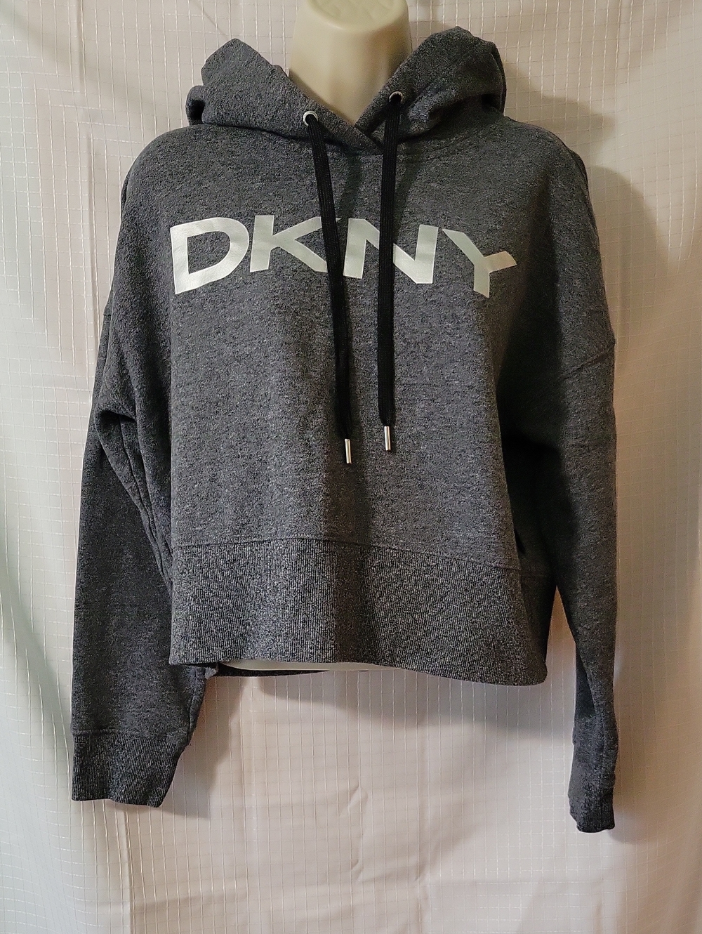 DKNY Charcoal Gray Logo Hooded Sweatshirt, Size S